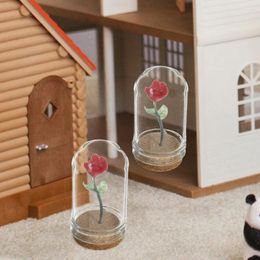 Decorative Flowers Miniature Preserved Rose Dollhouse Mini Eternal Glass Dome Tiny Never Withered Forever Flower