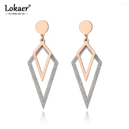 Stud Earrings Trendy Bohemia Stainless Steel Hand Made Triangle For Women Girls Rose Gold Plated Scrub E19204
