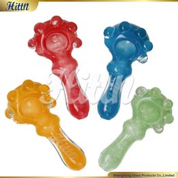 Hittn Glass Hand Pipe Hookahs American Color Smoking Handpipe Dry Herb Tobacco Marble Decoration for Smoking 3.8 Inches