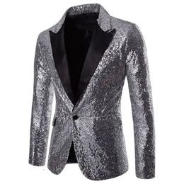 Men Sequins Blazer Designs Plus Size 2XL Black Velvet Gold Sequined Suit Jacket DJ Club Stage Party Wedding Clothes 240112