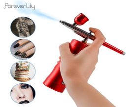 Cleaning Top 0 3mm Mini Air Compressor Kit AirBrush Paint Spray Gun Airbrush For Nail Art Tattoo Craft Cake Nano Fog Mist Sprayer8204700