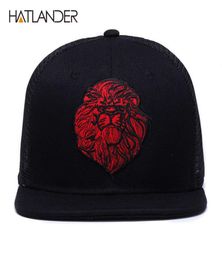 HATLANDEROriginal black baseball caps for boys girls summer sun hats embroidery lion mesh snapbacks hip hop bone trucker hat 2016901758