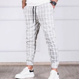 Men's Pants Fashion Mens Sports Stretch Slim Fit Plaid Pant Business Suit Casual Golf Vintage Elegance Trousers Pantalones