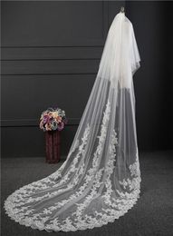 Bridal Veils NZUK Long Cathedral Wedding Veil 35 Meters 2T Cover Face With Comb Blusher Vail Accessories4205579