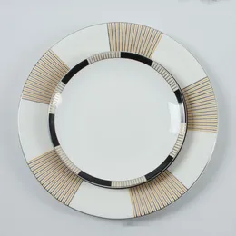 Plates Creative Glass Dinner Nordic Modern Golden Stroke Fruit Desserts Dish Thread Decorative Steak Plate Home Tableware