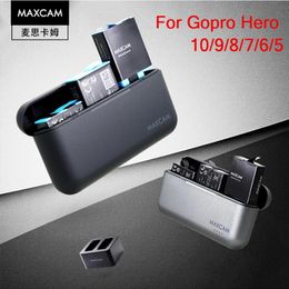 Accessories MAXCAM Battery Charger For GoPro 10 9 8 7 6 5 3 Way Smart Charging Case Rechargeable 1720mAh Battery Storage Box For Gopro Hero