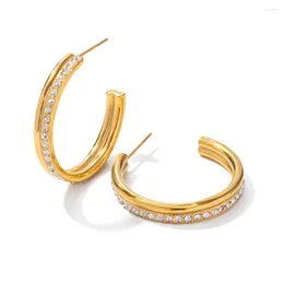 Stud Earrings Youthway Stainless Steel Double Layer Large Hoop Fashion High Quality Gold Colour Trendy Jewellery Gift