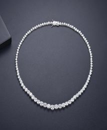 Trendy Lovers Necklace Lab Diamond Cz Stone White Gold Filled chorker Pendant Necklaces for Women Bridal Party Wedding jewelry7679768