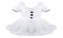 Girl039s Dresses Kids Girls Feathers Trim Christmas Costume Snowman Dress Up Glittering Skating Tutu Leotard Ballet Dance Xmas7350744