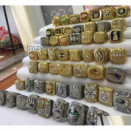 Cluster Rings 55pcs 1966 to American Football Team Champions Championship Ring Set with Wooden Display Box Souvenir Men Fan Gift Whole Dh6wn HLPF