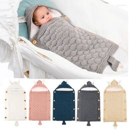 Blankets Baby Stroller Sleeping Bag Plush Warm Cute Knit With Button Swaddle Blanket Item