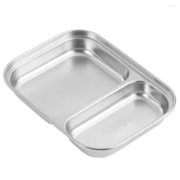 Dinnerware Sets Serving Utensils Stainless Steel Dinner Plate Sauce Tray Separated Plates Divided Appetiser Korean Child