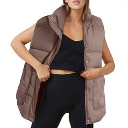 Women's Vests Short Autumn Winter Thickened Vest Jacket 2024 Trendy Solid Down Puffer Cotton Zipper Lightweight Warm Waistcoat