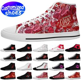 Customized shoes Valentine's Day love skateboard shoes HIGH-CUT 7218 star lovers diy shoes Retro casual shoes men women shoes outdoor sneaker big size eur 29-49