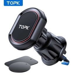 TOPK Magnetic Phone Car Mount Phone Holder for Cars Air Vent Upgrade Hook Clip Car Phone Holder with Strongest Magnet for Phones