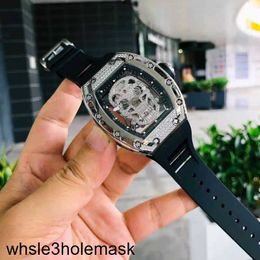 High Richardmill Richas Watch Mechanical Quality Watch Business Leisure Automatic Hollowed Out Skull with Diamond All Over the Sky Star Personality b