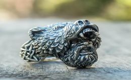 Mens Silver Colour Viking Bear Warrior 316L Stainless Steel Biker Rings Vintage Vikings Nordic Jewellery size 7141711906