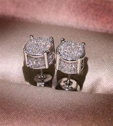 Choucong Hip Hop Stud Earring Vintage Jewelry 925 Sterling Silver Yellow Gold Fill Pave White Sapphire CZ Diamond Sparkling Women 3911228