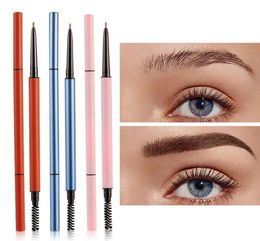 Brushes 100pcs Wholesale Slim Eyebrow Pencil Private Label Cosmetics Eye Brow Enhancers with Brush Makeup Retractable Pen Custom