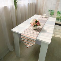 Table Runner Cover Towel Cotton Linen Stripe Pink Bed Seats Garden Tassel Vintage Home El Restaurant Deal
