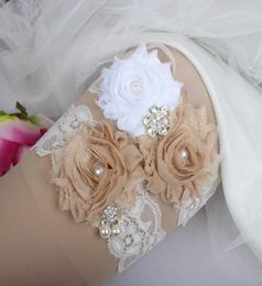 Bridal Garters Rhinestone Pearls Crystal Beads Champagne Flowers Lace For Bride039s Wedding Garters Garters Plus Size Factory W1140293