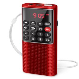 Radio PRUNUS J328 Mini Portable Pocket FM Radio Handheld MP3 Walkman Radios with Recorder Rechargeable Battery For Walkman Go Hiking