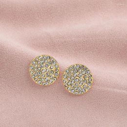 Stud Earrings Small Round Crystal Rhinestone Simple Gold Colour Geometric Metal Statement Ear Studs For Women Fashion Jewellery