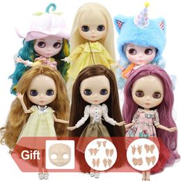 ICY DBS Blyth doll White Skin Glossy face Matte Joint body with hand set A B 16 bjd suitable diy makeup Special price 240111