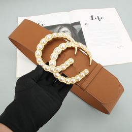 Top quality Luxury Designer Belts Womens Belts and Mens Belts for Womens Fashion Belts 7CM Wide Leather Brown Letter Metal Buckle Gold Buckle Belt 90-125cm