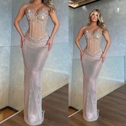 Dresses Simple Strapless Sleeveless Prom Sexy Mermaid Lace Formal Ocn Dress Aso Ebi Floor Length Evening Gowns