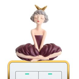 Cute Girl Model Switch Stickers Cartoon Wind Socket Decoration Creative Resin Statue Home Accessories 240111