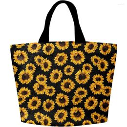 Shopping Bags Sunflower Tote Shoulder Bag Flower Grocery Storage Handle Outdoors Beach Waterproof Reusable Women