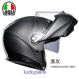 Fibre Italian Spring AGV E05 Carbon Motorcycle Helmet Open Face Double Lens Full Running YTNQ