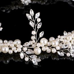 Hair Clips Luxurious Headband Tiara Women Forehead Pearl Crystal Hairband Floral Ornaments Bridal Gifts For Wedding Accessorie
