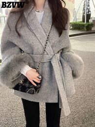 BZVW High End Double-sided Wool Strapping Coat Women's Removable Cuffs Fox Fur Temperament Double-sided Cashmere Short Jacket 240112