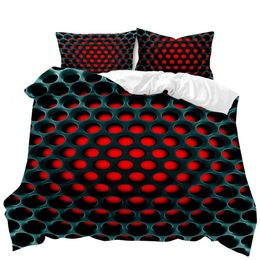 Honeycomb Hole Duvet Cover Set Geometric Print Twin Bedding Set Stereoscopic Dense Hole Warmly Queen Size Polyester Qulit Cover 240111