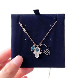 Swarovskis Necklace Designer Women Top Quality Pendant Necklaces Devil's Eye Palm Necklace Female Element Crystal Hamza Hand Collar Chain Female