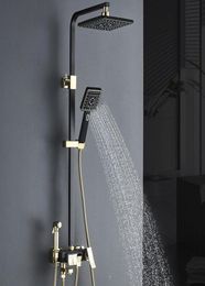 Matte Black Gold Bathroom Faucet Rain Shower Bath Faucet Wall Mounted Bathtub Shower Mixer Tap Set Mixer4473020