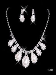 15040 Cheap Womens Bridal Wedding Pageant Rhinestone Necklace Earrings Jewelry Sets for Party Bridal Jewelry4683736