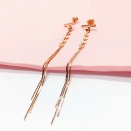 Dangle Earrings 585 Purple Gold Light Luxury Earings Stud Plated 14K Rose Round Snake Bone Tassels Fashion For Women Jewellery