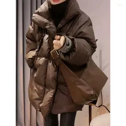 Women's Trench Coats Korean Version Of Sporty And Fashionable Cotton Jacket For Women In Winter Small Standing Collar Style Down
