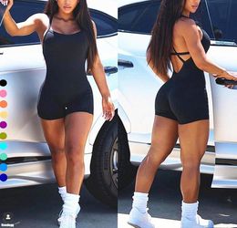 Backless Sports Jumpsuit Woman Lycra Outfit Fitness Overalls One Piece Shorts Sport Gym Workout Clothes For Women Sportwear48776832836845