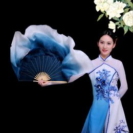 Stage Wear Belly Dancing Fan Gradient Color Dancer Practice Long Imitation Dance Props Silk Fans Classical Chinese Per