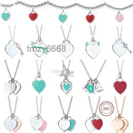 Necklaces 925 Sterling Silver Necklace Pendant Female Jewellery Exquisite Official Classic and Co Blue Heart Luxury NNUT