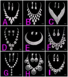 crystal silver rhinestone necklace earrings Jewellery sets girl and women prom cocktail homecoming dress party bridal gowns wedding7303587