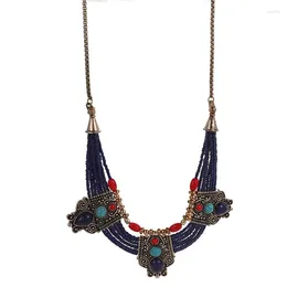 Chains Fashion Retro Bohemian Ethnic Handmade Beaded Necklace Female Multi-Layer Colour Clothing Accessories