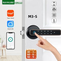 RAYKUBE M3S Tuya BLE Smart Fingerprint Door Lock Electronic with PasswordKeySmartlifeTuya APP Remote Unlock For Bedroom 240111