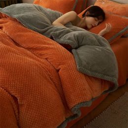 1pcs Bedding Comforter Set Luxury Winter Thickened Warm Soft Single Double Couple Blanket Duvet Cover Bedsheet Pillowcases Set 240111