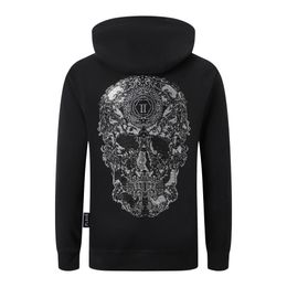 PLEIN BEAR Brand Men's Hoodies & Sweatshirts Warm Thick Sweatshirt Hip-Hop Loose Characteristic Personality PP Skull Pullover Rhinestone Luxury Men's Hoodie 2091