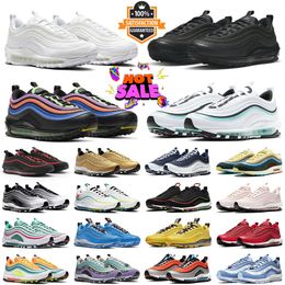 Designer men women 97 97s running shoes Triple Black White Sean Wotherspoon Bright Citron Halloween Gym Red Bred Have a nice day UCLA Bruins mens trainer sneakers